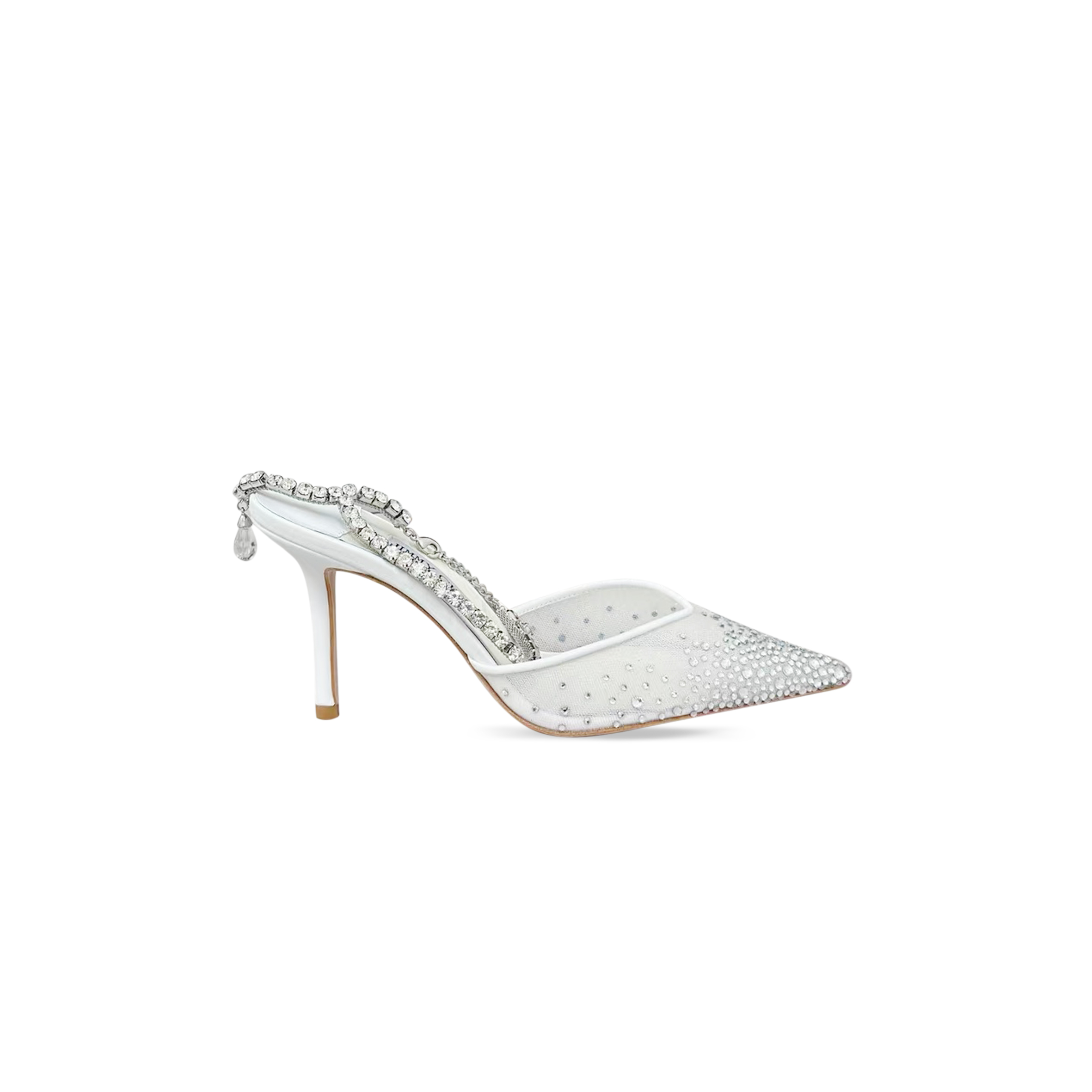 J1m*y Ch00 saeda 85 white crystal mesh pumps 230562